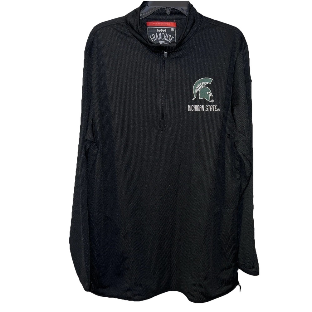 New~LARGE~Franchise club authentic Sports Michigan State quarter Zip Pullover